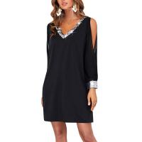 vestido con cuello en v para mujer vestidos casuales de manga larga - details 3