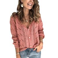 Suéteres de punto para mujer, cárdigan de manga larga con cuello en v, tops de otoño - details 2
