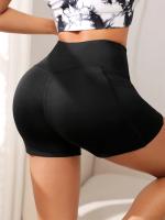 Pantalones cortos de motociclista de cintura alta cruzada para mujer, bolsillos laterales, suaves y cómodos, cruzados, para correr, Yoga, pantalones cortos atléticos - details 1