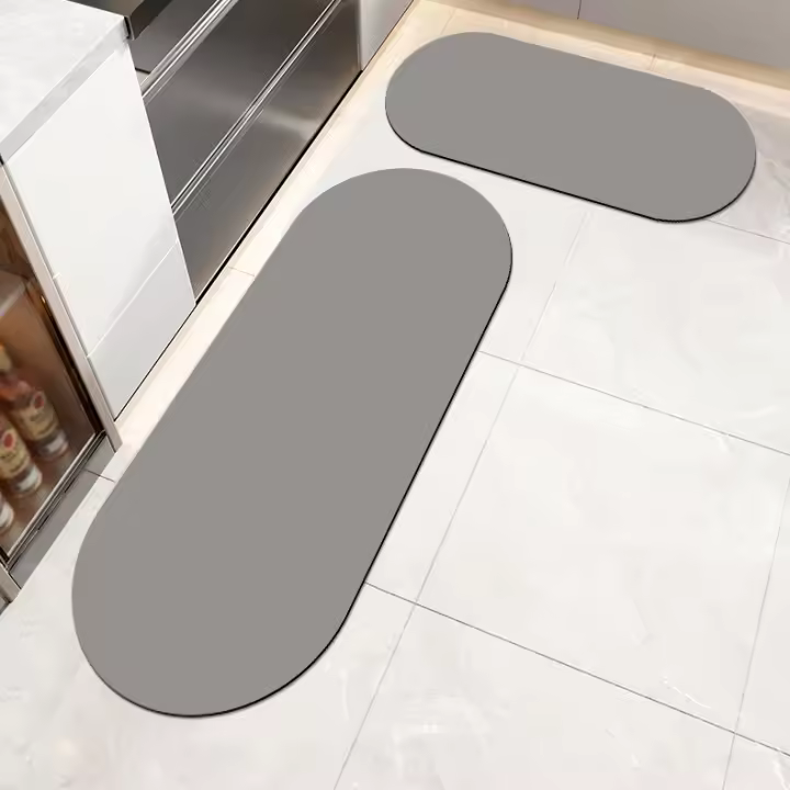 Alfombrilla superabsorbente para suelo de tierra de diatomeas, Color sólido, antideslizante, de secado rápido, para cocina y baño - 1