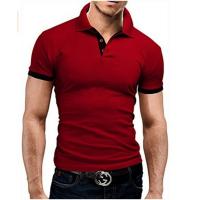 Polo de manga corta ajustado para hombre, camisa de cuello suave y sólido, trabajo, Golf, senderismo, informal, azul marino/blanco - details 5