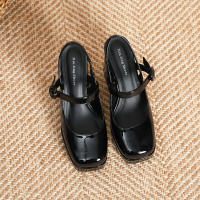 Zapatos Mary Jane de charol con punta cuadrada y tacón en bloque estilo hada = - details 20
