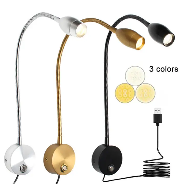 Interruptor táctil regulable, 3 modos de Color, 10 Luces de lectura LED de brillo, cuello de cisne Flexible, luz de pared para cabecera de cama - 1
