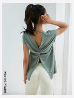 Camiseta deportiva de manga corta para mujer, Top de Fitness, ropa deportiva para Yoga, FTM, Moving Peach - details 9