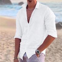 Polo de Moda Casual para Hombres Algodón Lineno Cuello de Polo Largo Solido Estilo Playero - details 1