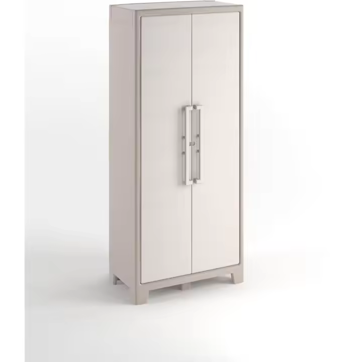Exterior | Resina | Estanco al Agua con 2 Puertas y 4 Estantes de Altura Regulable | Color Beige/Arena | 80 x 44 x 182 cm - 1