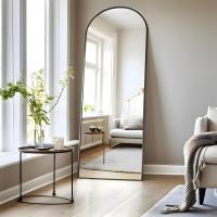 Cuerpo Entero Curvado, Espejos Grandes de Pared con Marco de Aluminio 161 x 52 cm, Espejo de Pie Inclinado o Colgante para Salón, Dormitorio, Entrada, Negro - details 21