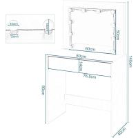 Luz LED y Espejo Gran Mesa Tocador con 2 Cajones y 3 Compartimentos Abiertos Mueble Dormitorio Estilo Morno - details 12