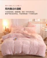 Juego de ropa de cama de lujo, edredón de terciopelo de visón Kawaii, con sábanas, individual y doble, color rosa cálido, para Otoño e Invierno - details 4