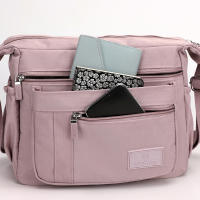 Bolso De Hombro Cruzado Para Mujer Impermeable De Nylon Estilo Moda Bolso Bandolera Con Solapa Cierre De Cremallera - details 10