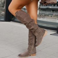 Botas hasta la rodilla de piel auténtica para mujer con cierre antideslizante y diseño formal de tacón alto con suela gruesa - details 24