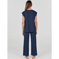 2025 Conjunto informal de punto para mujer: suéter de punto sin mangas + conjunto de dos piezas con pantalones de pierna ancha - details 7
