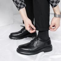 Zapatos Derby transpirables para hombres, calzado de cuero Negro, suave, informal al aire libre, Otoño de 2024 - details 4