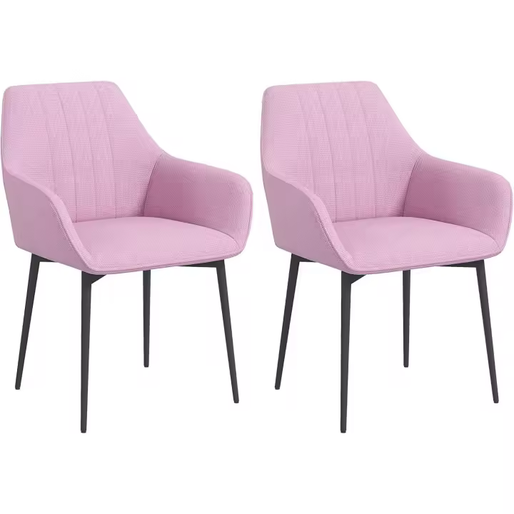 Sillas de Comedor Decorativas de Lino Diseño de Respaldar con Brazos y Patas para Cocina - 1