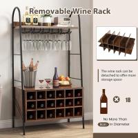 18 Botellas, Estantería para Vino con Soporte para 15 Copas, Organizador de Botellas con Estantes Abiertos para Cocina, Comedor, Bar, 63 x 32 x 114,5 cm - details 3