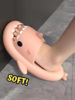Zapatillas De Baño De Verano Para Mujer Y Niños Dibujos De Tiburón Cartoon Pantuflas De Interior Cómodas Y Moda Plataforma Medio Tacones Suaves EVA Para Parejas - details 4