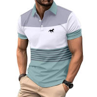 Camisa Polo Casual Para Hombre Con Estampado De Logo Cuello En V Manga Corta Transpirable Para Golf Y Verano - details 2