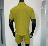 Camisas de cuello alto ajustadas para hombres, camisa de manga corta + pantalones cortos con cordón, tres casual de verano - details 9