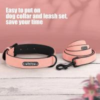 Juego Collar identificación perro cuero personalizado, correa plomo para perros pequeños, medianos y grandes, Pugs de Bulldog - details 4