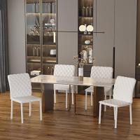 Juego de 4 Sillas de Comedor Tapizadas en Polipiel y Patas de Metal Sillas Modernas para Cocina Dormitorio Carga 120 kg 41x50x91 cm Blanco - details 1