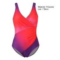 Traje de baño de una sola pieza de un solo artículo de tono liso degradado para mujer sexy, ropa de playa - details 15