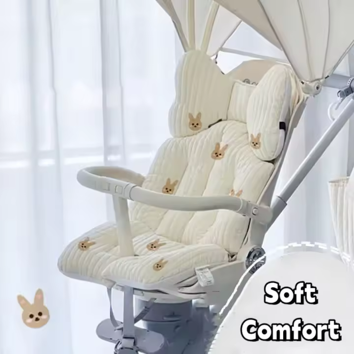 Cojín Universal cómodo y suave para asiento de cochecito, bonito cojín para cochecito de bebé, cojín con bordado de oso infantil, forro para asiento para niño pequeño - 1