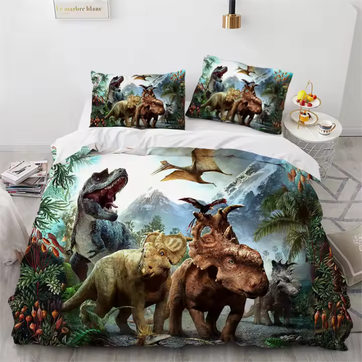 Jurassic World Park Dinosaurio Ropa de Cama Tamaño Twin King Funda de Edredón de Poliéster - 1