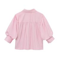Camisa de manga larga holgada de un solo pecho con solapa versátil de diseño de color puro 2025, ropa nueva de verano para mujer - details 2