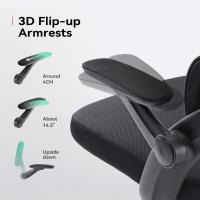 Silla de Oficina ergonómica de Malla, Silla de Oficina con Respaldo Alto con reposabrazos 3D, Soporte Lumbar hacia Arriba y hacia Abajo, Silla de Trabajo - Marco Blanco Malla Gris Claro - details 12