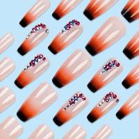 24 Piezas de Uñas Falso Uñas Largas de Ballet en Rojo Negro Puntras de Diamante Set Completo - details 3