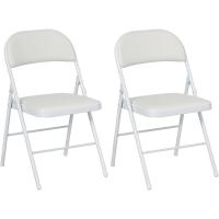Juego de 2 Sillas Plegables Sillas Abatibles con Respaldo y Estructura de Acero para Salón Oficina Estudio 45x46x78 cm Blanco - details 0
