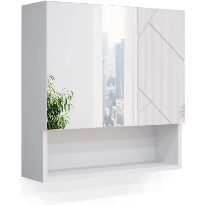 Armario con Espejo para baño Irma, Antracita/Roble, 54 x 55 cm - 1