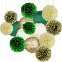 15Pcs Pompones de Papel de Pápula Verde Espinelas Botánicas para Navidad, Cumpleaños, Baby Shower, Safari Salvaje - details 4