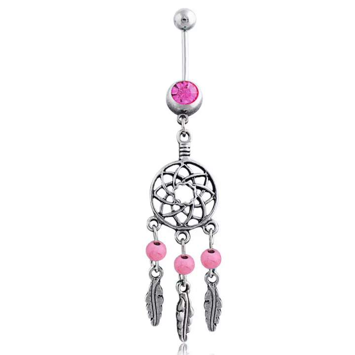 Atrapasueños de cristal austriaco para el Ombligo, Piercing de acero quirúrgico para Ombligo, 2 piezas - 1