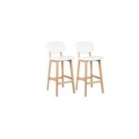 Taburetes de Bar de Madera Maciza Altos Sillas de Cocina de Estilo Cuero Falso Paquete de 2 - details 8