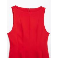 Vestido corto rojo de verano 2025 para mujer, con cuello redondo, sin mangas, línea A, mini, femenino, tipo camiseta sin mangas. - details 2