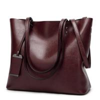 Bolso de cuero encerado para mujer, bolsa de hombro con doble correa, sencillo, para compras, 2022 - details 1