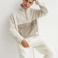 Sudadera extragrande Decheng OEM con bolsillo grande con cremallera, jersey Sherpa ligero con hombros adornados en marrón - details 8