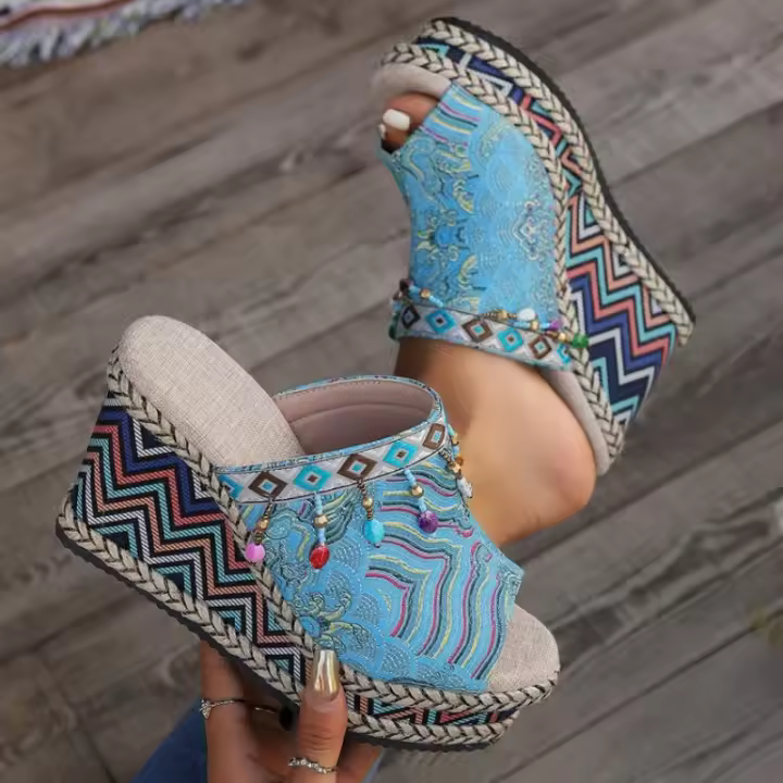 Zapatos de zapatilla con tacón de cuña para mujer de verano a la moda - 1
