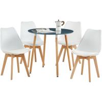 Mesa de Comedor, Estilo escandinavo Ronda Mesa y Patas de Madera de Haya, 80*72 cm, Color Blanco - details 34
