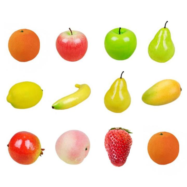Accesorios de fotografía de simulación de frutas realistas, modelo de comida, adorno de escritorio, naranja, manzana Artificial, melocotón, Limón falso, 12 piezas por juego