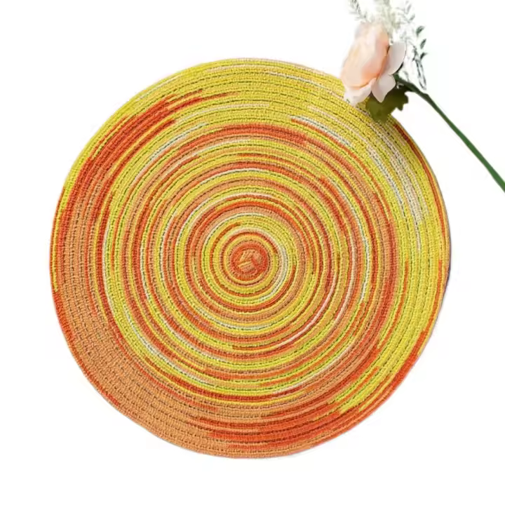 Mantel Individual redondo de vinilo tejido para mesa, vajilla de cocina antideslizante, posavasos para taza de bebida, decoración de vacaciones - 1