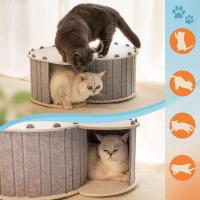 Cama túnel para gatos de fieltro en forma de S, nido para gatos semicerrado ventilado desmontable, resistente a los arañazos con agujeros, casa escondite para gatos - details 8