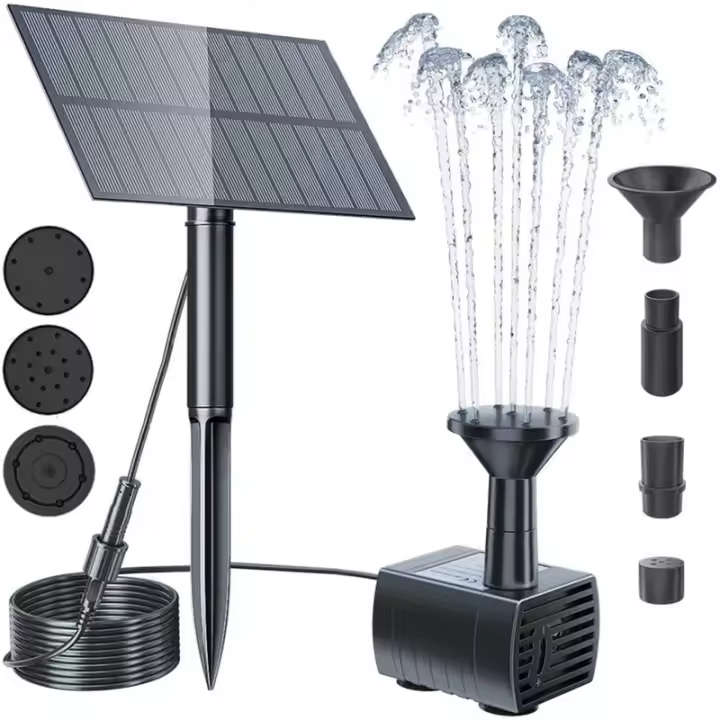 Bomba de fuente de agua solar, Bomba de fuente de baño de pájaros solar al aire libre con tubería, Bomba de fuente de energía solar - 1