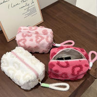 Bolsa De Maquillaje De Peluche Con Manija Organizador De Viaje Estuche De Cosméticos Suave Estampado De Amor Bolso De Lápices Lindo Y Portátil - details 9