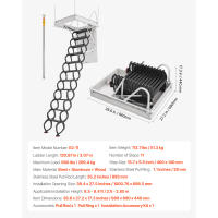 Escalera Retráctil para Ático SucceBuy, Capacidad de 299.37 kg, Compatible con Alturas de Techo de 259.08-286.51 cm, Abertura de 100.08 x 69.85 cm, Diseño de Acero Aleado Resistente con Barra de Tracción para Acceso al Ático o Techo - details 11