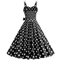 Mujeres Vintage e Pink Dot Retro Rockabilly Strap Tirantes cola Fiesta 1950s 40s Swing Dress Vestidos de verano - details 4