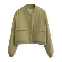 BUNO-Chaqueta Bomber de manga larga de Color liso para mujer, abrigo Vintage con cremallera a la moda, Tops, chaquetas básicas holgadas elegantes para mujer - details 29
