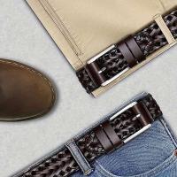 Cinturón vaquero tejido hueco deportivo informal para hombre, regalo para papá o novio - details 3