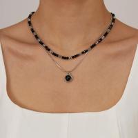 Collar en capas de hip hop de moda - Joyería de moda de acero inoxidable de doble cadena unisex - details 8